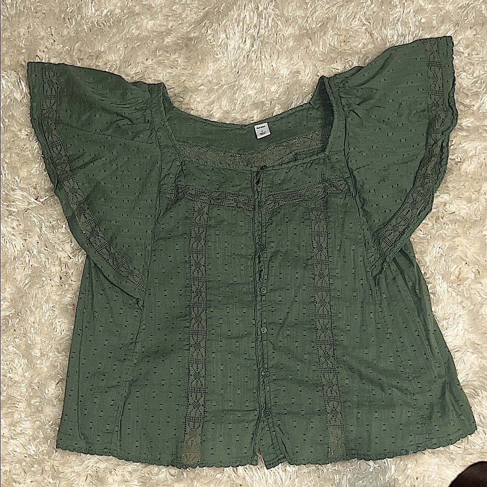 Old Navy Sage Green Flutter Sleeve Blouse